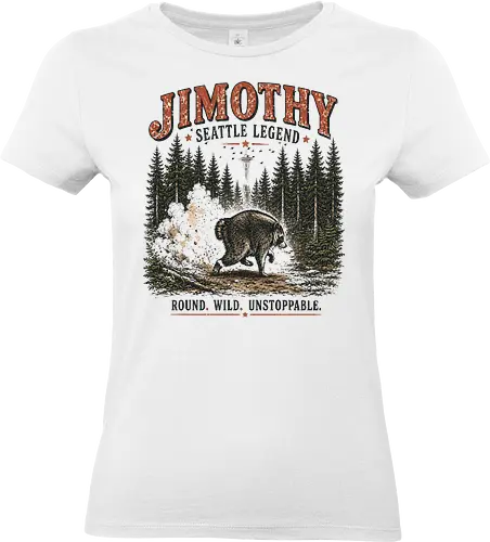 Jimothy Waschbär – Seattle Legende | Wild & Unaufhaltsam - Jimothy Waschbär, Seattle, Waschbär, Seattle Legende, Pacific Northwest, Wald, Wildtier, Space Needle, Vintage Design, Retro Stil, Tiermotiv, Natur, USA, Outdoor, Tierliebhaber - Standard T-Shirt (Women)
