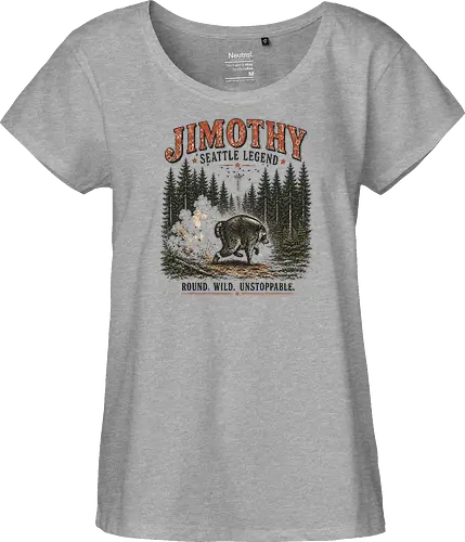 Jimothy Waschbär – Seattle Legende | Wild & Unaufhaltsam - Jimothy Waschbär, Seattle, Waschbär, Seattle Legende, Pacific Northwest, Wald, Wildtier, Space Needle, Vintage Design, Retro Stil, Tiermotiv, Natur, USA, Outdoor, Tierliebhaber - Fairtrade Girl Shirt
