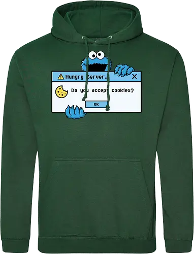 Hungry Server - A funny retro computer-inspired design that reimagines the classic cookie popup with geek humor. Perfect for programmers, developers, gamers, and tech enthusiasts. - Standard Hoodie