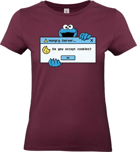 Hungry Server - A funny retro computer-inspired design that reimagines the classic cookie popup with geek humor. Perfect for programmers, developers, gamers, and tech enthusiasts. - Standard T-Shirt (Women)