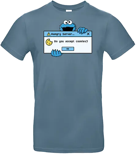 Hungry Server - A funny retro computer-inspired design that reimagines the classic cookie popup with geek humor. Perfect for programmers, developers, gamers, and tech enthusiasts. - Standard T-Shirt