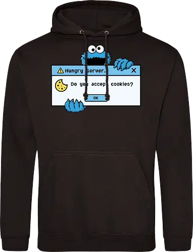 Hungry Server - A funny retro computer-inspired design that reimagines the classic cookie popup with geek humor. Perfect for programmers, developers, gamers, and tech enthusiasts. - Standard Hoodie