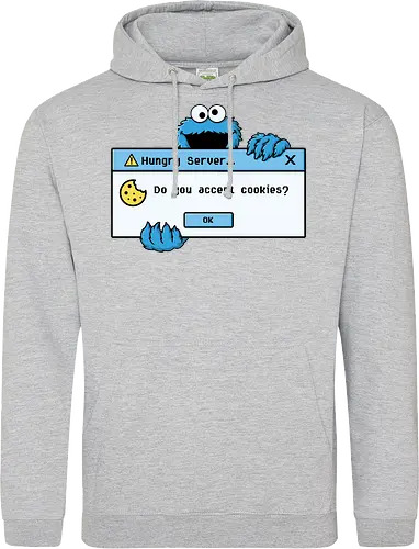 Hungry Server - A funny retro computer-inspired design that reimagines the classic cookie popup with geek humor. Perfect for programmers, developers, gamers, and tech enthusiasts. - Standard Hoodie