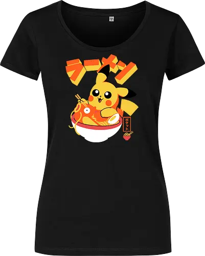 Pocket Ramen - ramen, yellow monster, fish, japanese food, kawaii, anime, noodles, pop culture, Cute, Gaming - Women T-Shirt