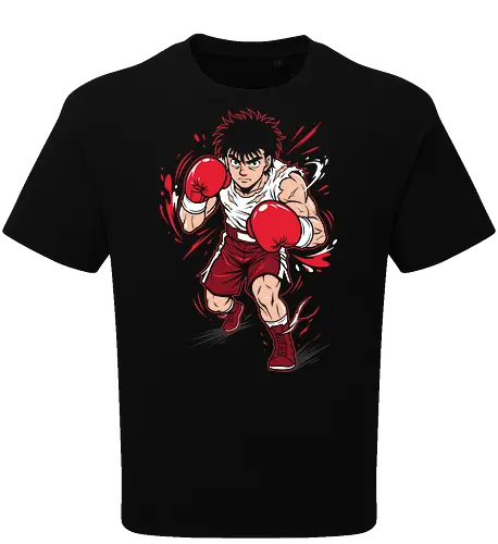 Dempsey Roll: The Fighting Spirit - Hajime no Ippo shirt, anime boxing graphic tee, Dempsey Roll apparel, sports anime streetwear, fighting spirit design, retro shonen manga clothing, gym motivation anime shirt, action pose graphic tee, Makunouchi Ippo merch, aesthetic otaku fashion - Oversize T-Shirt