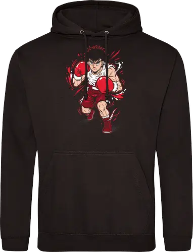 Dempsey Roll: The Fighting Spirit - Hajime no Ippo shirt, anime boxing graphic tee, Dempsey Roll apparel, sports anime streetwear, fighting spirit design, retro shonen manga clothing, gym motivation anime shirt, action pose graphic tee, Makunouchi Ippo merch, aesthetic otaku fashion - Standard Hoodie