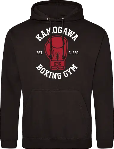 The Kamogawa Spirit: KBG Boxing Glove - Hajime no Ippo shirt, Kamogawa Boxing Gym merch, KBG boxing glove graphic, anime gym apparel, sports anime streetwear, minimalist otaku clothing, boxing workout tee, shonen manga fashion, retro boxing design, subtle anime merch - Standard Hoodie