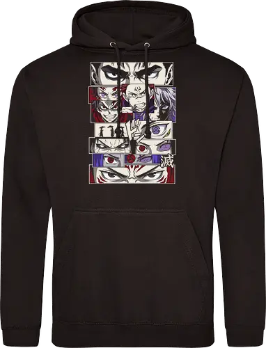 Visions of Power: Shonen Manga Panels - anime eyes shirt, manga panel graphic tee, shonen crossover apparel, anime streetwear fashion, aesthetic otaku clothing, Dojutsu eye design, anime heroes and villains, manga collage shirt, Japanese comic aesthetic, epic anime mashup tee - Standard Hoodie