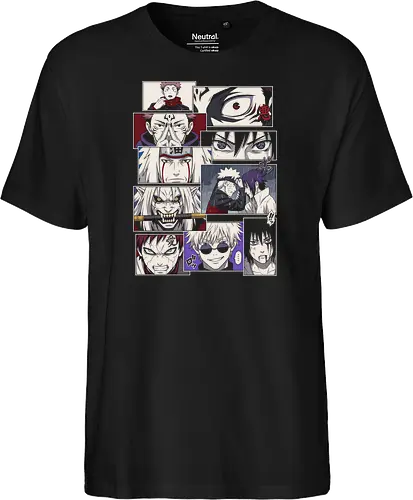 Clash of Eras: Legendary Manga Panels - anime manga panel shirt, shonen crossover graphic tee, aesthetic otaku streetwear, classic anime rivalry merch, modern anime character clothing, Japanese comic page design, minimalist manga fashion, epic anime moments shirt, ninja and sorcerer apparel, retro anime aesthetic tee - Fairtrade T-Shirt
