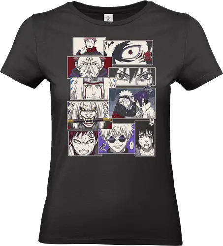 Clash of Eras: Legendary Manga Panels - anime manga panel shirt, shonen crossover graphic tee, aesthetic otaku streetwear, classic anime rivalry merch, modern anime character clothing, Japanese comic page design, minimalist manga fashion, epic anime moments shirt, ninja and sorcerer apparel, retro anime aesthetic tee - Standard T-Shirt (Women)