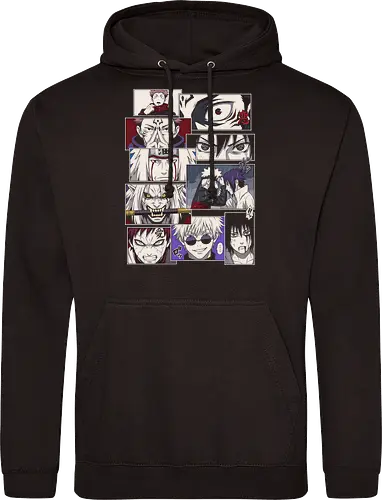 Clash of Eras: Legendary Manga Panels - anime manga panel shirt, shonen crossover graphic tee, aesthetic otaku streetwear, classic anime rivalry merch, modern anime character clothing, Japanese comic page design, minimalist manga fashion, epic anime moments shirt, ninja and sorcerer apparel, retro anime aesthetic tee - Standard Hoodie