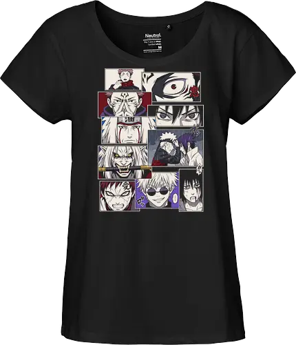Clash of Eras: Legendary Manga Panels - anime manga panel shirt, shonen crossover graphic tee, aesthetic otaku streetwear, classic anime rivalry merch, modern anime character clothing, Japanese comic page design, minimalist manga fashion, epic anime moments shirt, ninja and sorcerer apparel, retro anime aesthetic tee - Fairtrade Girl Shirt