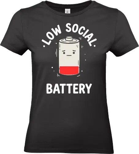 Low Energy: The Sad Battery - low battery shirt, funny tired graphic tee, introvert energy apparel, sad face battery design, relatable burnout clothing, minimalist aesthetic streetwear, sarcastic exhaustion shirt, cute low energy merch, lazy day fashion, Monday mood graphic - Standard T-Shirt (Women)
