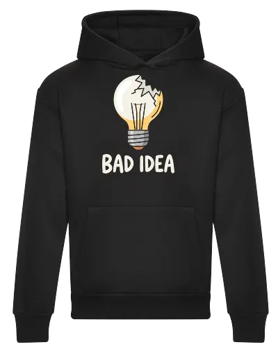 The Bad Idea Bulb - bad idea shirt, broken lightbulb graphic, funny sarcastic tee, ironic humor apparel, shattered bulb design, minimalist aesthetic streetwear, quirky quote clothing, self deprecating fashion, creative block merch, relatable mistake shirt - Heavyweight Hoodie