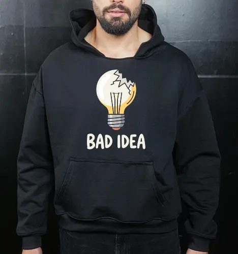 The Bad Idea Bulb - bad idea shirt, broken lightbulb graphic, funny sarcastic tee, ironic humor apparel, shattered bulb design, minimalist aesthetic streetwear, quirky quote clothing, self deprecating fashion, creative block merch, relatable mistake shirt - Cropped Hoodie