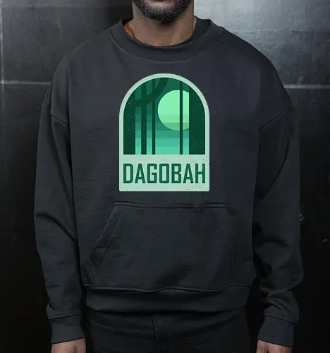 Dagobah - Geometric and minimalist series - Space Opera, 80s, badge, dagobah, film, galaxy, geometric, landscape, minimalist, retro, outer space, science fiction, space, movie, scifi - Cropped Sweatshirt