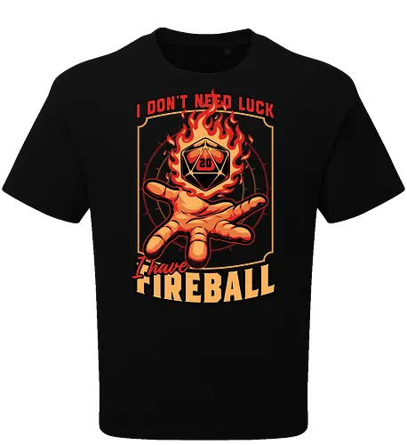 RPG Dice Luck Fireball - Rpg, Role-play, Role-playing, Roleplay Game, Role-playing Game, Roleplaying Game, Critical Hit, Critical, Critical Fail, Critical Success, Dungeon Master, Dungeon, Luck, Nerd, Geek, Adventure, Fantasy, Magic, Ritual, Magical, Wizard, Sorcery, Sorcerer, D20, Pen and Paper, Fireball, Tabletop Game, Tabletop, Tabletop Gaming, Tabletop Rpg, Game Master - Oversize T-Shirt