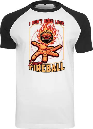 RPG Dice Luck Fireball - Rpg, Role-play, Role-playing, Roleplay Game, Role-playing Game, Roleplaying Game, Critical Hit, Critical, Critical Fail, Critical Success, Dungeon Master, Dungeon, Luck, Nerd, Geek, Adventure, Fantasy, Magic, Ritual, Magical, Wizard, Sorcery, Sorcerer, D20, Pen and Paper, Fireball, Tabletop Game, Tabletop, Tabletop Gaming, Tabletop Rpg, Game Master - Raglan T-Shirt