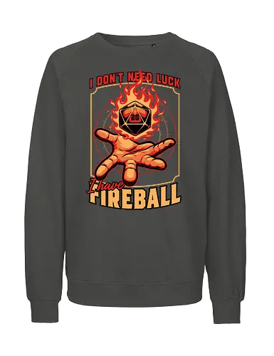 RPG Dice Luck Fireball - Rpg, Role-play, Role-playing, Roleplay Game, Role-playing Game, Roleplaying Game, Critical Hit, Critical, Critical Fail, Critical Success, Dungeon Master, Dungeon, Luck, Nerd, Geek, Adventure, Fantasy, Magic, Ritual, Magical, Wizard, Sorcery, Sorcerer, D20, Pen and Paper, Fireball, Tabletop Game, Tabletop, Tabletop Gaming, Tabletop Rpg, Game Master - Fairtrade Sweatshirt
