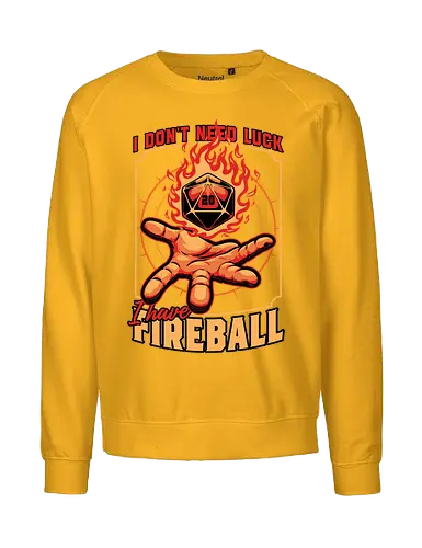 RPG Dice Luck Fireball - Rpg, Role-play, Role-playing, Roleplay Game, Role-playing Game, Roleplaying Game, Critical Hit, Critical, Critical Fail, Critical Success, Dungeon Master, Dungeon, Luck, Nerd, Geek, Adventure, Fantasy, Magic, Ritual, Magical, Wizard, Sorcery, Sorcerer, D20, Pen and Paper, Fireball, Tabletop Game, Tabletop, Tabletop Gaming, Tabletop Rpg, Game Master - Fairtrade Sweatshirt