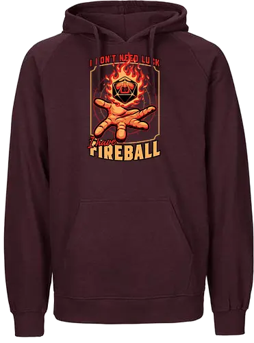 RPG Dice Luck Fireball - Rpg, Role-play, Role-playing, Roleplay Game, Role-playing Game, Roleplaying Game, Critical Hit, Critical, Critical Fail, Critical Success, Dungeon Master, Dungeon, Luck, Nerd, Geek, Adventure, Fantasy, Magic, Ritual, Magical, Wizard, Sorcery, Sorcerer, D20, Pen and Paper, Fireball, Tabletop Game, Tabletop, Tabletop Gaming, Tabletop Rpg, Game Master - Fairtrade Hoodie