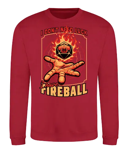 RPG Dice Luck Fireball - Rpg, Role-play, Role-playing, Roleplay Game, Role-playing Game, Roleplaying Game, Critical Hit, Critical, Critical Fail, Critical Success, Dungeon Master, Dungeon, Luck, Nerd, Geek, Adventure, Fantasy, Magic, Ritual, Magical, Wizard, Sorcery, Sorcerer, D20, Pen and Paper, Fireball, Tabletop Game, Tabletop, Tabletop Gaming, Tabletop Rpg, Game Master - Sweatshirt