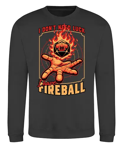 RPG Dice Luck Fireball - Rpg, Role-play, Role-playing, Roleplay Game, Role-playing Game, Roleplaying Game, Critical Hit, Critical, Critical Fail, Critical Success, Dungeon Master, Dungeon, Luck, Nerd, Geek, Adventure, Fantasy, Magic, Ritual, Magical, Wizard, Sorcery, Sorcerer, D20, Pen and Paper, Fireball, Tabletop Game, Tabletop, Tabletop Gaming, Tabletop Rpg, Game Master - Sweatshirt