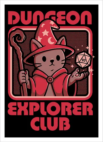 RPG Mage Cat - Rpg, Role-play, Role-playing, Roleplay Game, Role-playing Game, Roleplaying Game, Critical Hit, Critical, Critical Fail, Critical Success, Dungeon Master, Dungeon, Nerd, Geek, Adventure, Fantasy, Magic, Ritual, Magical, Wizard, Sorcery, Sorcerer, D20, Fireball, Tabletop Game, Tabletop, Tabletop Gaming, Tabletop Rpg, Game Master, Exploration, Explorer, Club, Cat, Black Cat, Cats - Artprint