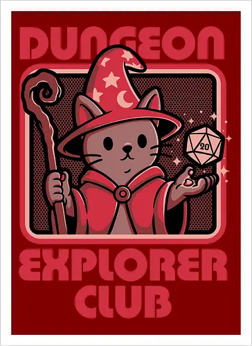 RPG Mage Cat - Rpg, Role-play, Role-playing, Roleplay Game, Role-playing Game, Roleplaying Game, Critical Hit, Critical, Critical Fail, Critical Success, Dungeon Master, Dungeon, Nerd, Geek, Adventure, Fantasy, Magic, Ritual, Magical, Wizard, Sorcery, Sorcerer, D20, Fireball, Tabletop Game, Tabletop, Tabletop Gaming, Tabletop Rpg, Game Master, Exploration, Explorer, Club, Cat, Black Cat, Cats - Artprint
