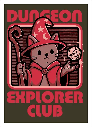 RPG Mage Cat - Rpg, Role-play, Role-playing, Roleplay Game, Role-playing Game, Roleplaying Game, Critical Hit, Critical, Critical Fail, Critical Success, Dungeon Master, Dungeon, Nerd, Geek, Adventure, Fantasy, Magic, Ritual, Magical, Wizard, Sorcery, Sorcerer, D20, Fireball, Tabletop Game, Tabletop, Tabletop Gaming, Tabletop Rpg, Game Master, Exploration, Explorer, Club, Cat, Black Cat, Cats - Artprint