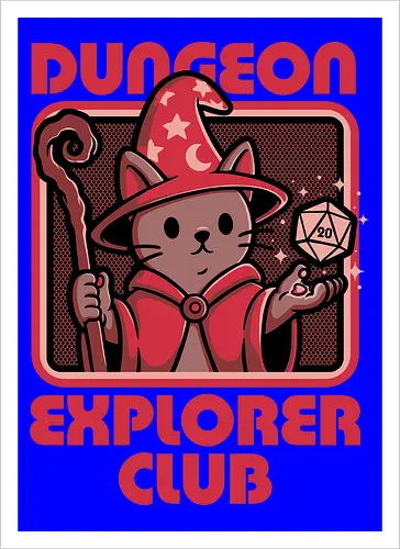 RPG Mage Cat - Rpg, Role-play, Role-playing, Roleplay Game, Role-playing Game, Roleplaying Game, Critical Hit, Critical, Critical Fail, Critical Success, Dungeon Master, Dungeon, Nerd, Geek, Adventure, Fantasy, Magic, Ritual, Magical, Wizard, Sorcery, Sorcerer, D20, Fireball, Tabletop Game, Tabletop, Tabletop Gaming, Tabletop Rpg, Game Master, Exploration, Explorer, Club, Cat, Black Cat, Cats - Artprint
