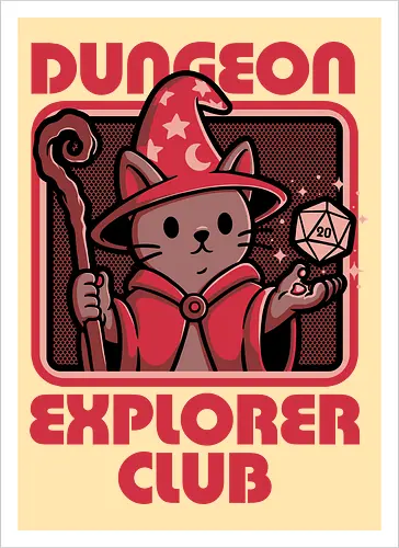 RPG Mage Cat - Rpg, Role-play, Role-playing, Roleplay Game, Role-playing Game, Roleplaying Game, Critical Hit, Critical, Critical Fail, Critical Success, Dungeon Master, Dungeon, Nerd, Geek, Adventure, Fantasy, Magic, Ritual, Magical, Wizard, Sorcery, Sorcerer, D20, Fireball, Tabletop Game, Tabletop, Tabletop Gaming, Tabletop Rpg, Game Master, Exploration, Explorer, Club, Cat, Black Cat, Cats - Artprint