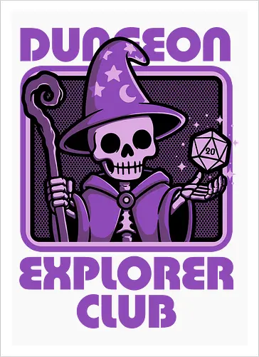 RPG Mage Skull - Rpg, Role-play, Role-playing, Roleplay Game, Role-playing Game, Roleplaying Game, Critical Hit, Critical, Critical Fail, Critical Success, Dungeon Master, Dungeon, Nerd, Geek, Adventure, Fantasy, Magic, Ritual, Magical, Wizard, Sorcery, Sorcerer, D20, Fireball, Tabletop Game, Tabletop, Tabletop Gaming, Tabletop Rpg, Game Master, Exploration, Explorer, Club, Skull, Skeleton, Bones, Bone, Undead - Artprint