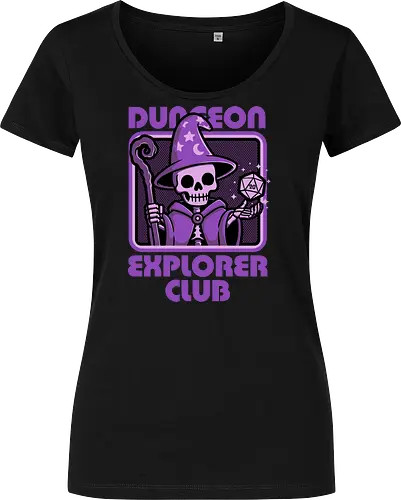 RPG Mage Skull - Rpg, Role-play, Role-playing, Roleplay Game, Role-playing Game, Roleplaying Game, Critical Hit, Critical, Critical Fail, Critical Success, Dungeon Master, Dungeon, Nerd, Geek, Adventure, Fantasy, Magic, Ritual, Magical, Wizard, Sorcery, Sorcerer, D20, Fireball, Tabletop Game, Tabletop, Tabletop Gaming, Tabletop Rpg, Game Master, Exploration, Explorer, Club, Skull, Skeleton, Bones, Bone, Undead - Women T-Shirt