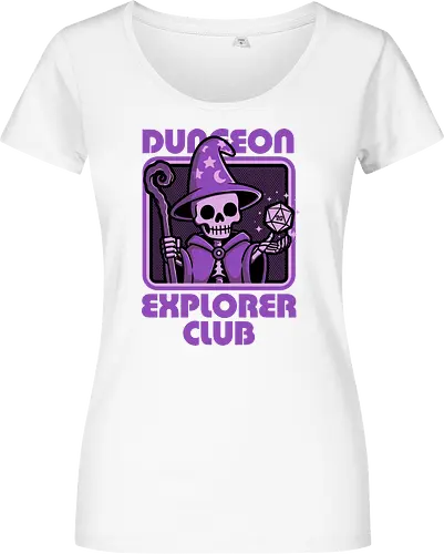 RPG Mage Skull - Rpg, Role-play, Role-playing, Roleplay Game, Role-playing Game, Roleplaying Game, Critical Hit, Critical, Critical Fail, Critical Success, Dungeon Master, Dungeon, Nerd, Geek, Adventure, Fantasy, Magic, Ritual, Magical, Wizard, Sorcery, Sorcerer, D20, Fireball, Tabletop Game, Tabletop, Tabletop Gaming, Tabletop Rpg, Game Master, Exploration, Explorer, Club, Skull, Skeleton, Bones, Bone, Undead - Women T-Shirt