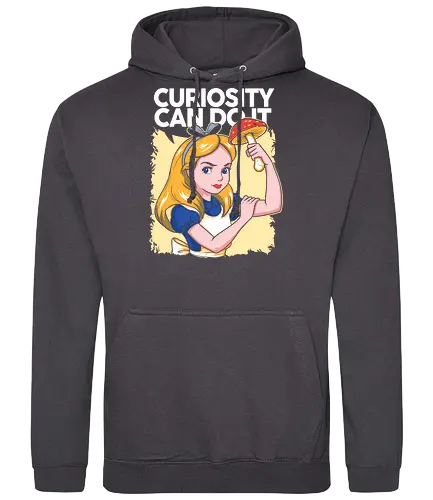 Curiosity Can Do It - A playful fantasy-inspired illustration celebrating curiosity, imagination, and courage through a clever reinterpretation of the iconic motivational poster. - Standard Hoodie