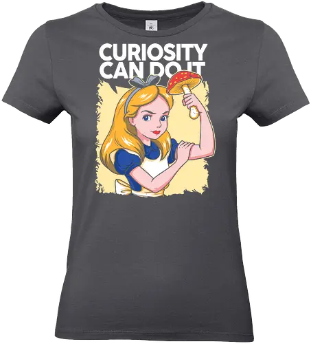 Curiosity Can Do It - A playful fantasy-inspired illustration celebrating curiosity, imagination, and courage through a clever reinterpretation of the iconic motivational poster. - Standard T-Shirt (Women)