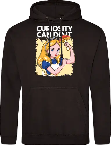 Curiosity Can Do It - A playful fantasy-inspired illustration celebrating curiosity, imagination, and courage through a clever reinterpretation of the iconic motivational poster. - Standard Hoodie