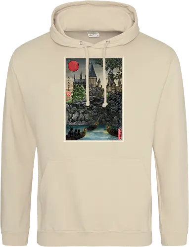 School of witchcraft and wizard woodblock - fantasy, wizard, ukiyo e, howarts, magic, castle, series, japanese art - Standard Hoodie