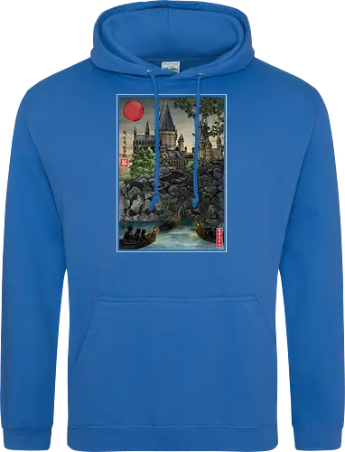 School of witchcraft and wizard woodblock - fantasy, wizard, ukiyo e, howarts, magic, castle, series, japanese art - Standard Hoodie