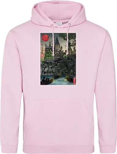 School of witchcraft and wizard woodblock - fantasy, wizard, ukiyo e, howarts, magic, castle, series, japanese art - Standard Hoodie