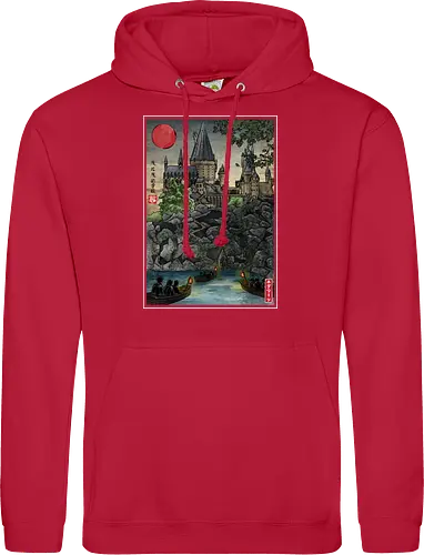 School of witchcraft and wizard woodblock - fantasy, wizard, ukiyo e, howarts, magic, castle, series, japanese art - Standard Hoodie