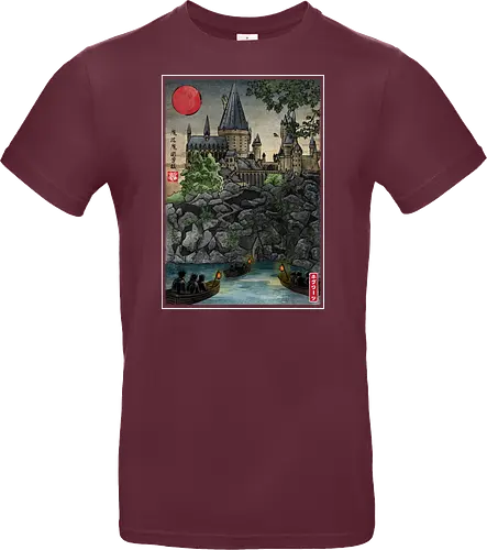 School of witchcraft and wizard woodblock - fantasy, wizard, ukiyo e, howarts, magic, castle, series, japanese art - Standard T-Shirt