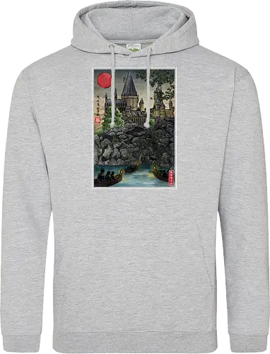 School of witchcraft and wizard woodblock - fantasy, wizard, ukiyo e, howarts, magic, castle, series, japanese art - Standard Hoodie