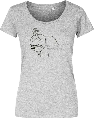 Fliegender Bison und Lemur - Japanische Minimalistische Linienkunst - fliegender Bison minimalistische Kunst, fliegender Lemur Anime, japanische schwarze Linienkunst, minimalistisches Anime Design, süßes Geek Kreaturen Druck, Anime Kreatur Shirt, japanische schwarze Linienkunst, flauschiger Bison Design, Lemur Anime Druck, minimalistische Geek Kunst, Anime Kreatur Shirt, exklusives japanisches Design, süßer Anime Druck, Premium japanische Linienkunst, süßes Nerd Shirt - Women T-Shirt