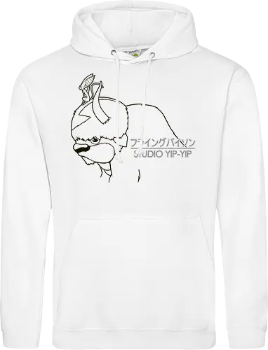 Fliegender Bison und Lemur - Japanische Minimalistische Linienkunst - fliegender Bison minimalistische Kunst, fliegender Lemur Anime, japanische schwarze Linienkunst, minimalistisches Anime Design, süßes Geek Kreaturen Druck, Anime Kreatur Shirt, japanische schwarze Linienkunst, flauschiger Bison Design, Lemur Anime Druck, minimalistische Geek Kunst, Anime Kreatur Shirt, exklusives japanisches Design, süßer Anime Druck, Premium japanische Linienkunst, süßes Nerd Shirt - Standard Hoodie