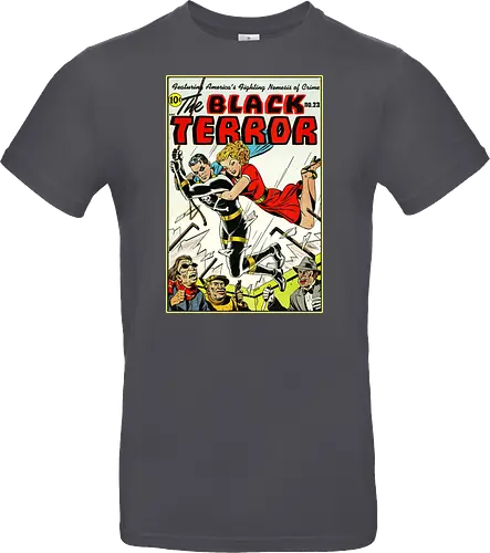 Klassischer Held der 40er - Vintage Comic Kunst, Retro 1940er Cover, Black Terror, Golden Age Comics, klassischer amerikanischer Held, Pulp Comic Kunst, Vintage Superheld, Retro Druck, Comic Sammler, 1940er Kunst, klassische Illustration, Sammler Geschenk, goldenes Zeitalter Comic, Schwarzer Anzug Held, ikonisches Cover, Retro amerikanische Kunst, klassische Popkultur - Standard T-Shirt