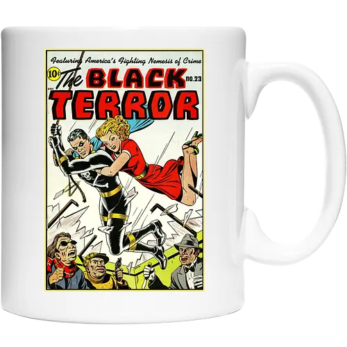 Klassischer Held der 40er - Vintage Comic Kunst, Retro 1940er Cover, Black Terror, Golden Age Comics, klassischer amerikanischer Held, Pulp Comic Kunst, Vintage Superheld, Retro Druck, Comic Sammler, 1940er Kunst, klassische Illustration, Sammler Geschenk, goldenes Zeitalter Comic, Schwarzer Anzug Held, ikonisches Cover, Retro amerikanische Kunst, klassische Popkultur - Cup
