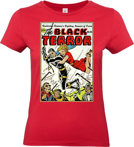 Klassischer Held der 40er - Vintage Comic Kunst, Retro 1940er Cover, Black Terror, Golden Age Comics, klassischer amerikanischer Held, Pulp Comic Kunst, Vintage Superheld, Retro Druck, Comic Sammler, 1940er Kunst, klassische Illustration, Sammler Geschenk, goldenes Zeitalter Comic, Schwarzer Anzug Held, ikonisches Cover, Retro amerikanische Kunst, klassische Popkultur - Standard T-Shirt (Women)