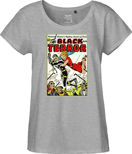 Klassischer Held der 40er - Vintage Comic Kunst, Retro 1940er Cover, Black Terror, Golden Age Comics, klassischer amerikanischer Held, Pulp Comic Kunst, Vintage Superheld, Retro Druck, Comic Sammler, 1940er Kunst, klassische Illustration, Sammler Geschenk, goldenes Zeitalter Comic, Schwarzer Anzug Held, ikonisches Cover, Retro amerikanische Kunst, klassische Popkultur - Fairtrade Girl Shirt